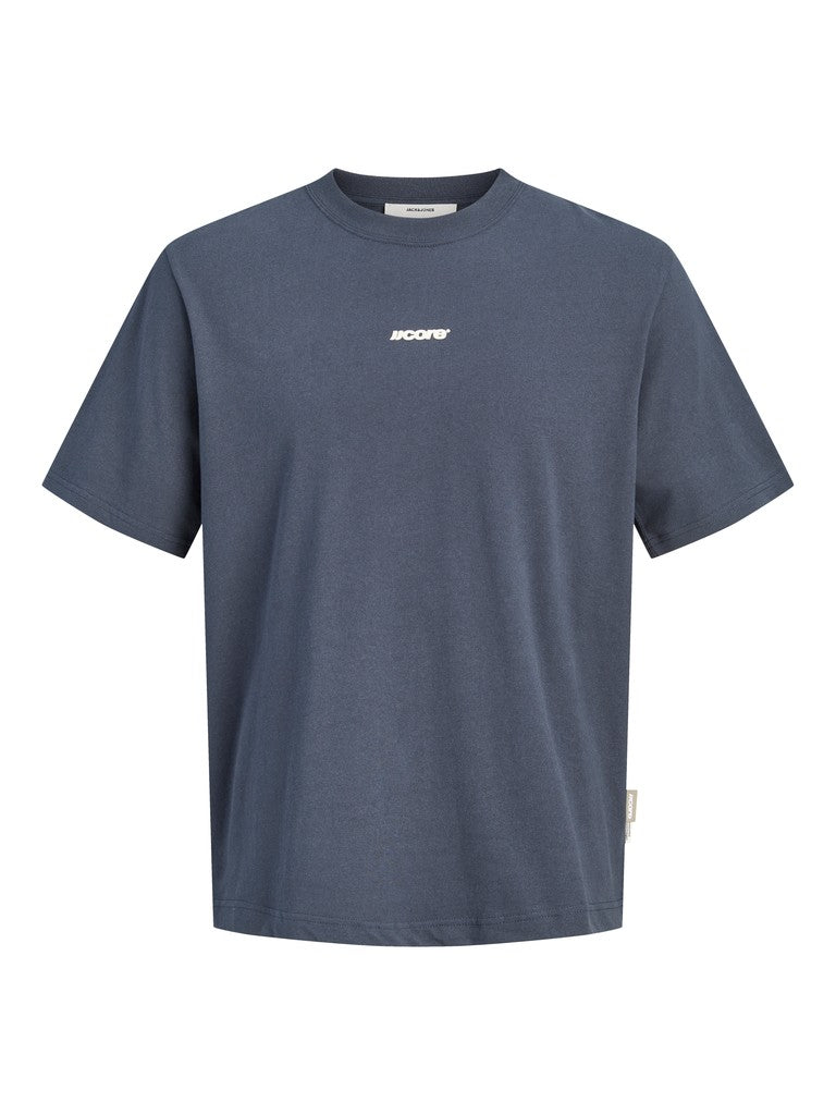 JACK & JONES Club Back Script Crew Neck Tee in Outer Space front view