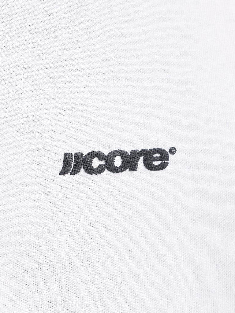JACK & JONES Club Back Script Crew Neck Tee in Bright White logo detail