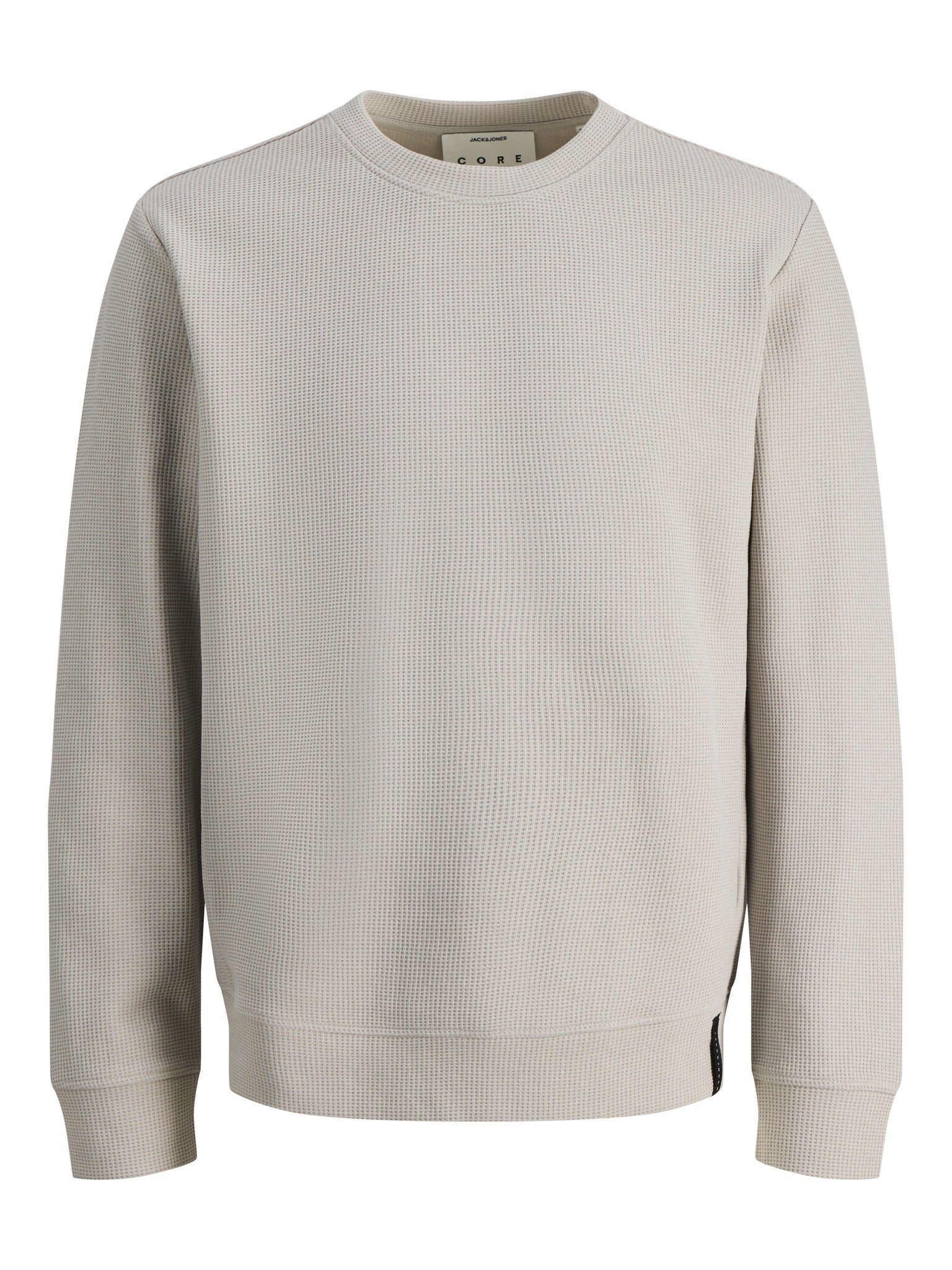 JACK & JONES Fusion Waffle Brand Sweatshirt Crew Neck in Dove front view
