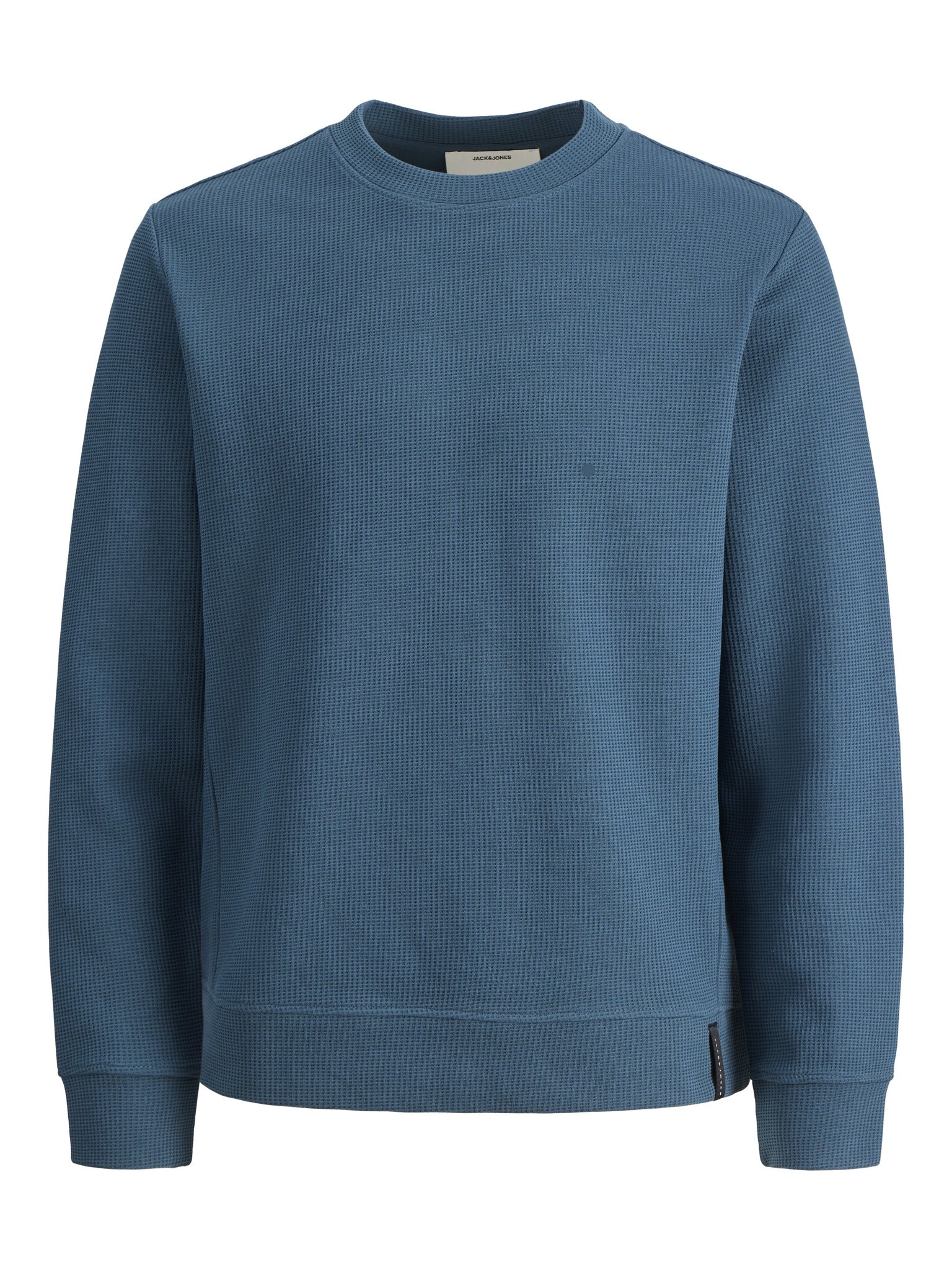 JACK & JONES Fusion Waffle Brand Sweatshirt Crew Neck in Orion Blue front view