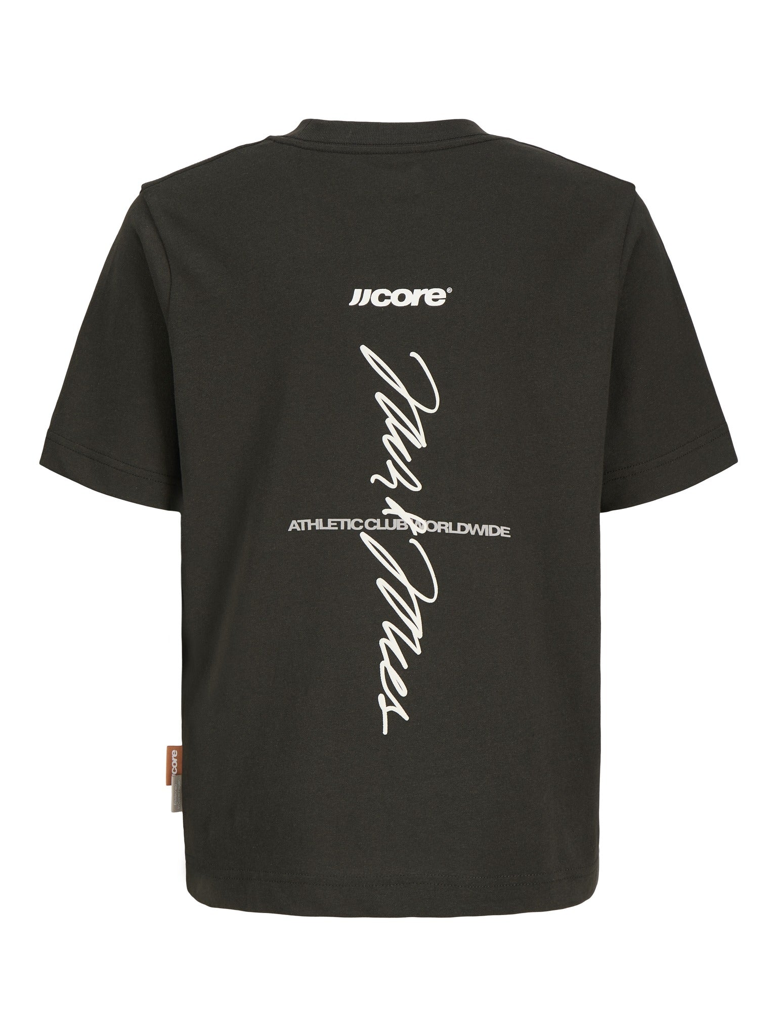 Jack Jones Youths Club Back Script Crew Neck Tee Junior in Peat back view
