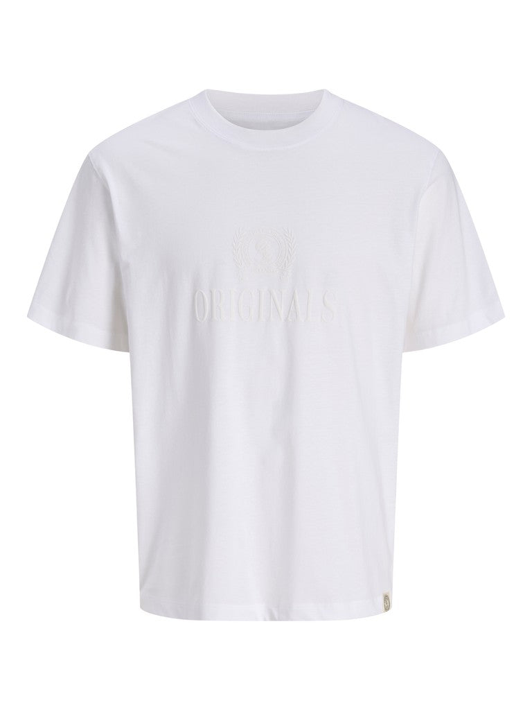 Jack Jones Youths Frederiksberg Monogram Tee Junior in Bright White front view