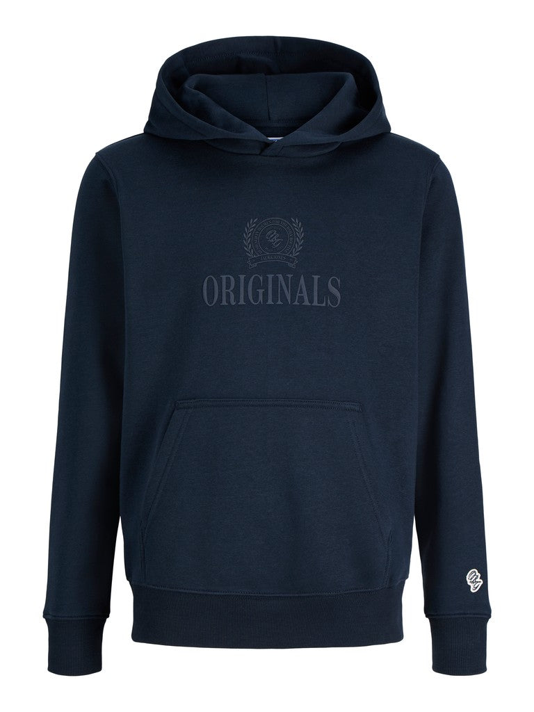 Jack Jones Youths Frederiksberg Monogram Junior Sweat Hoodie in Sky Captain front view