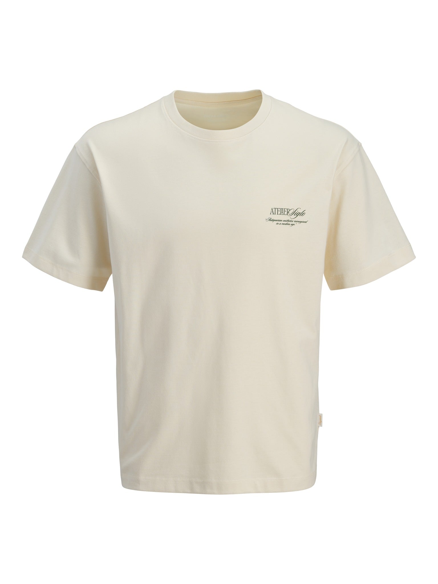 JACK & JONES Salamanco Photo Back Crew Neck Tee in Antique White front view