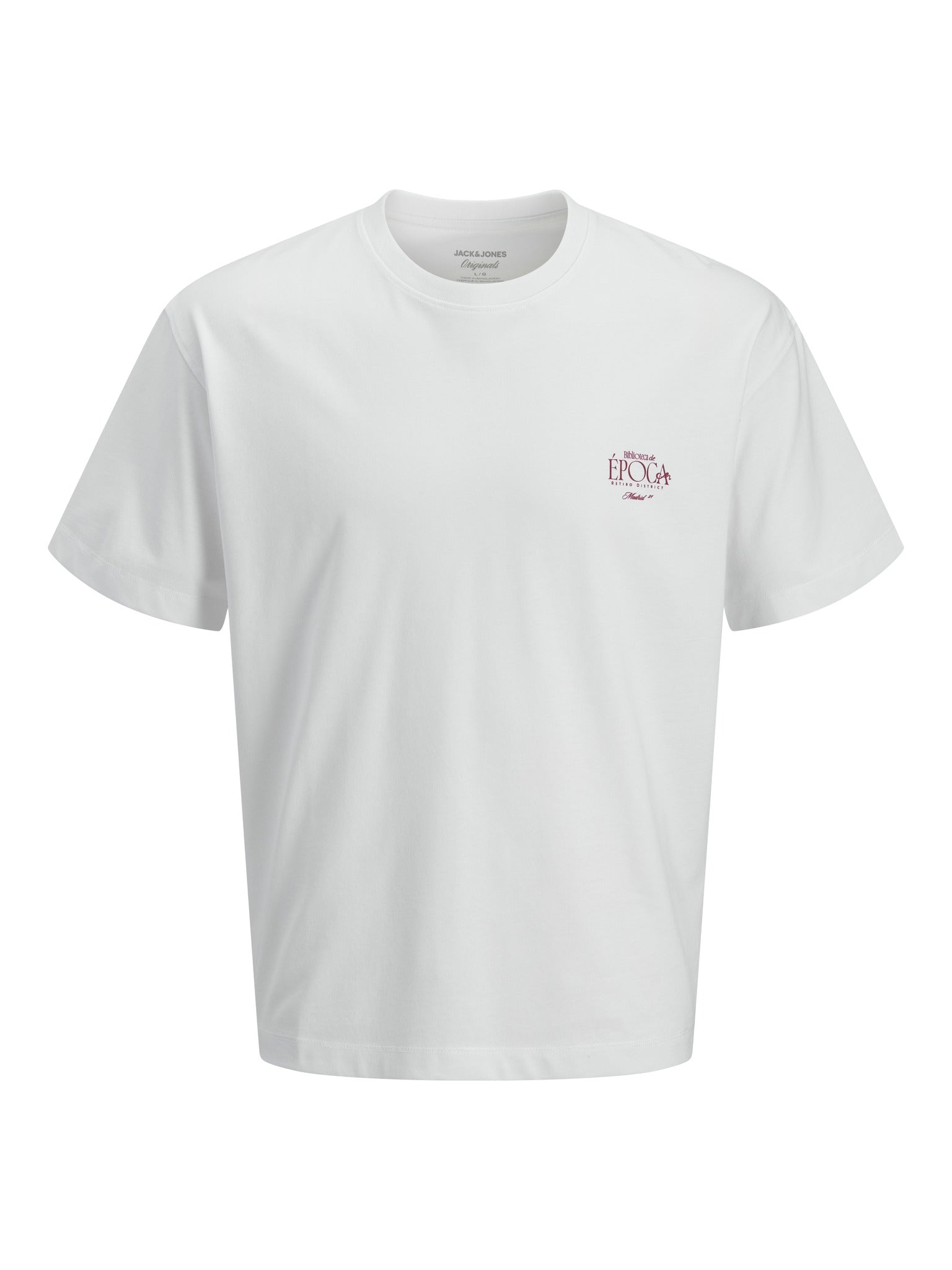 JACK & JONES Salamanco Photo Back Crew Neck Tee in Bright White front view