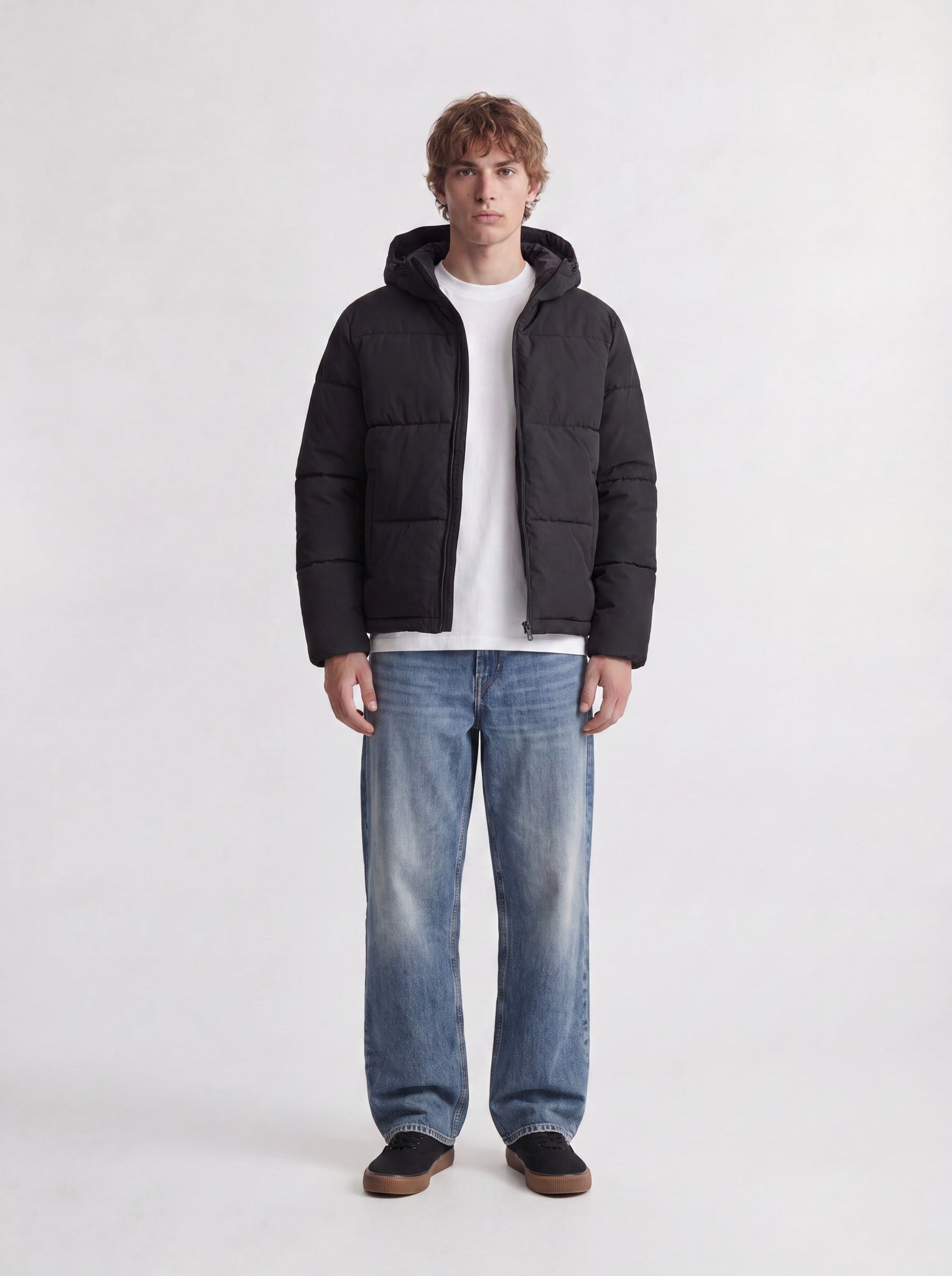 JACK & JONES Galaxy Puffer Jacket in Black upper body view