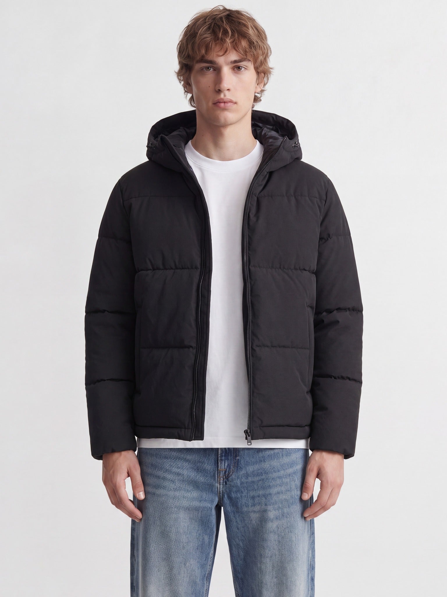 JACK & JONES Galaxy Puffer Jacket in Black full length view