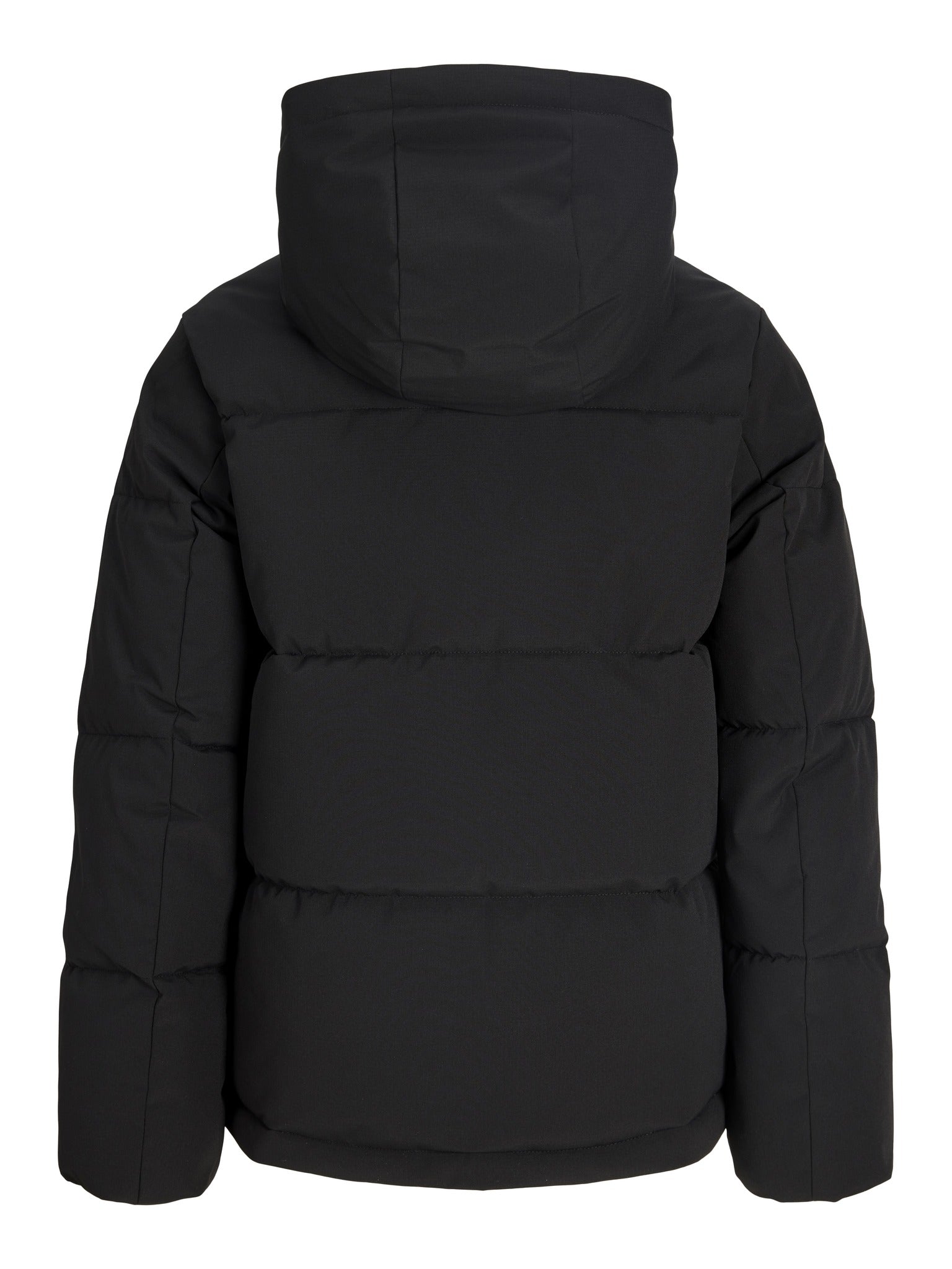 Back product view of the Jack Jones Junior Galaxy Boys Puffer Jacket in Black