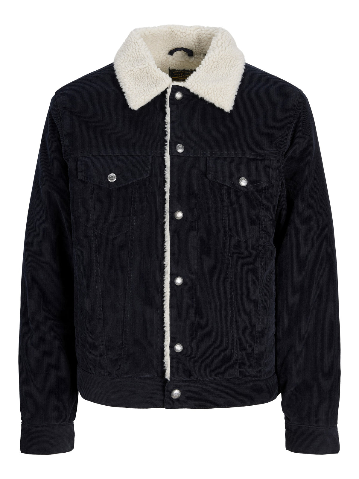 JACK & JONES Connor Corduroy Trucker Jacket in Dark Navy front view