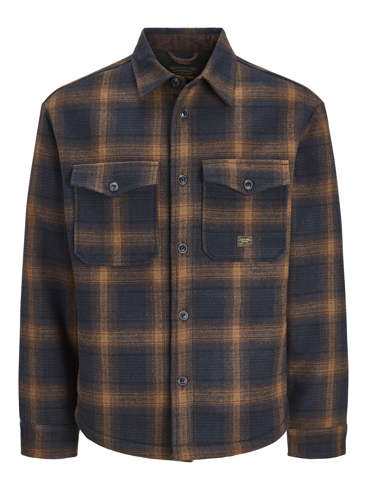 Jack & Jones Fade Jacket in Dark Navy Check flat lay
