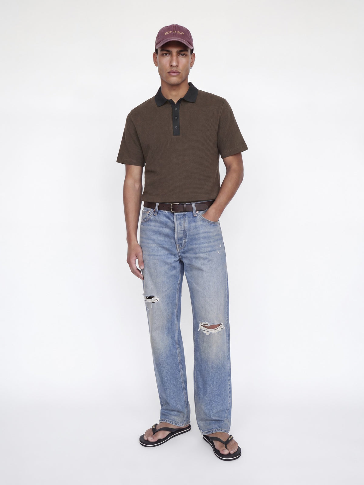 JACK & JONES Theo Polo in Chocolate Martini front view