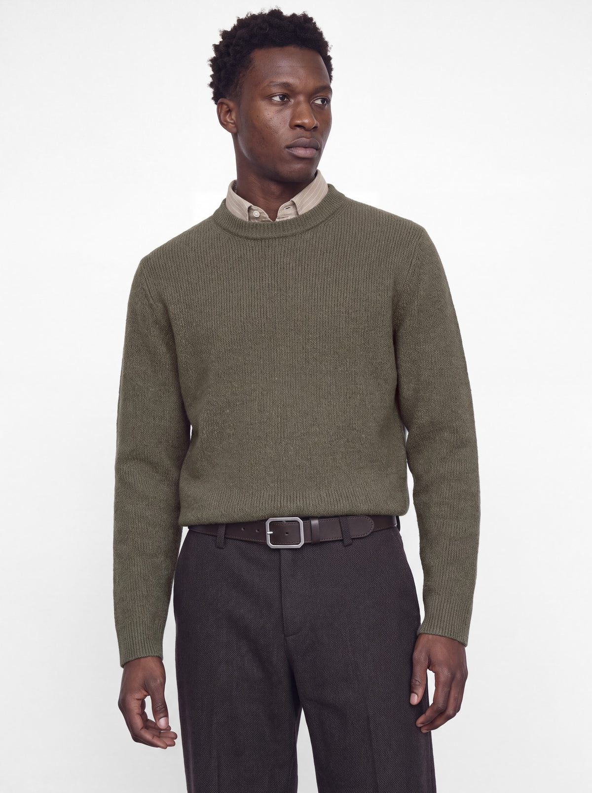 JACK & JONES Wesley Knit Mock Neck in Smokey Olive upper body view