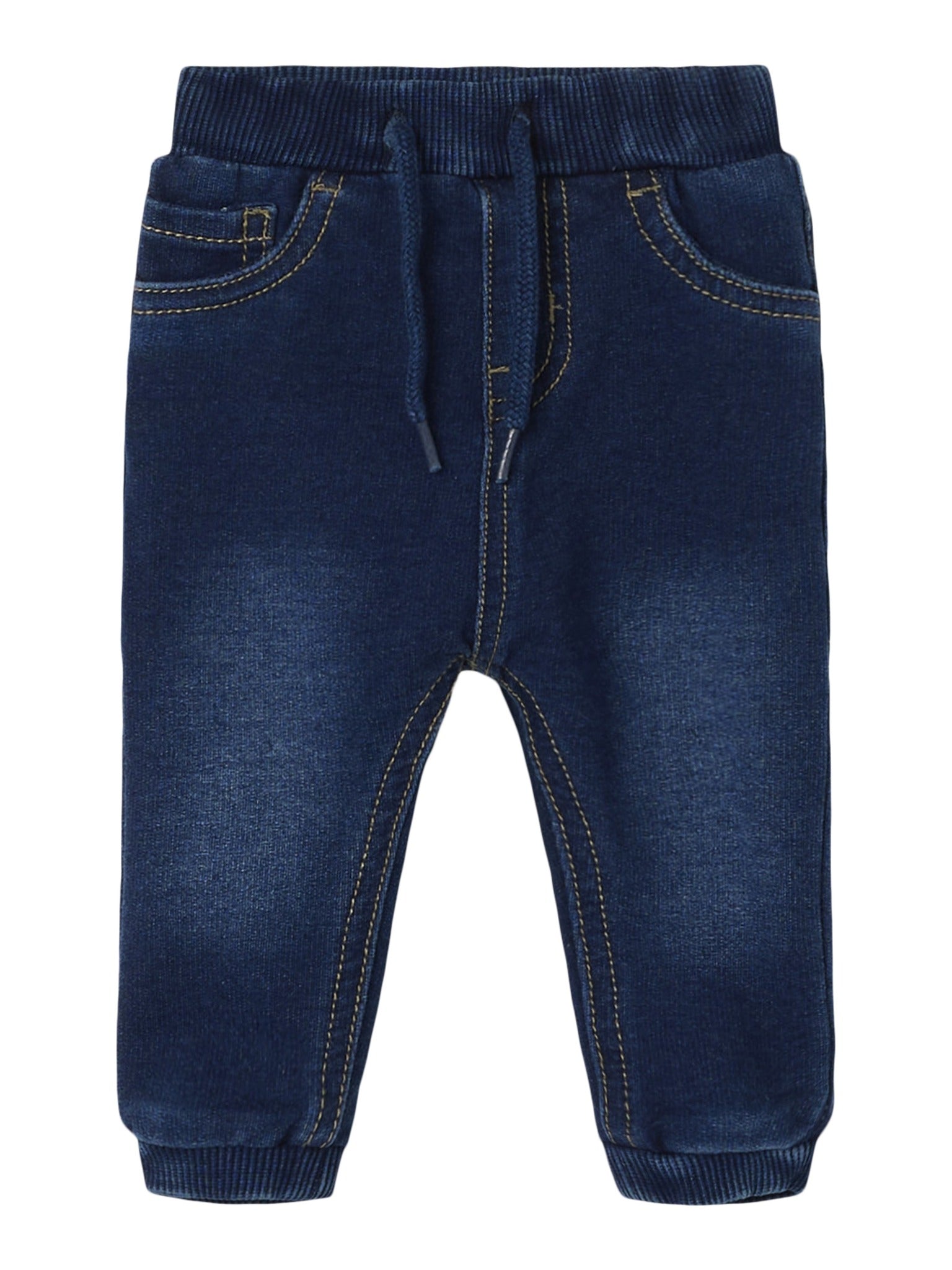 NAME IT Ben Round Sweat Jeans in Dark Blue Denim front view
