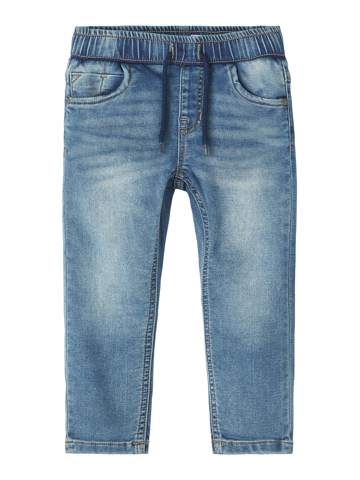NAME IT Robin Thayers Regular Fit Sweatshirt Trousers in Medium Blue Denim flat lay