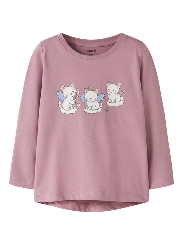 NAME IT Vix Long Sleeve Top in lilas front view