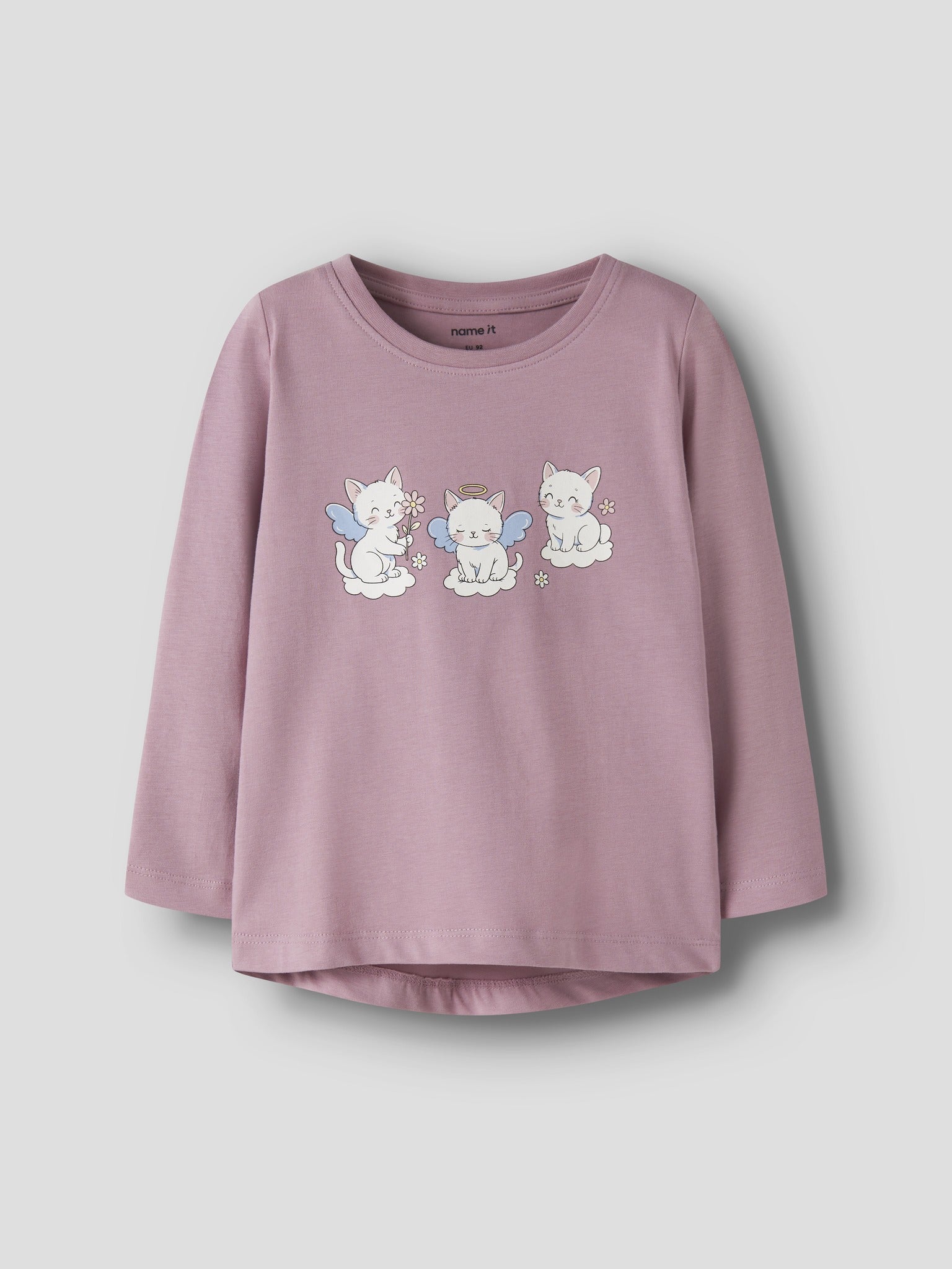 NAME IT Vix Long Sleeve Top in Lilas Cats angled view
