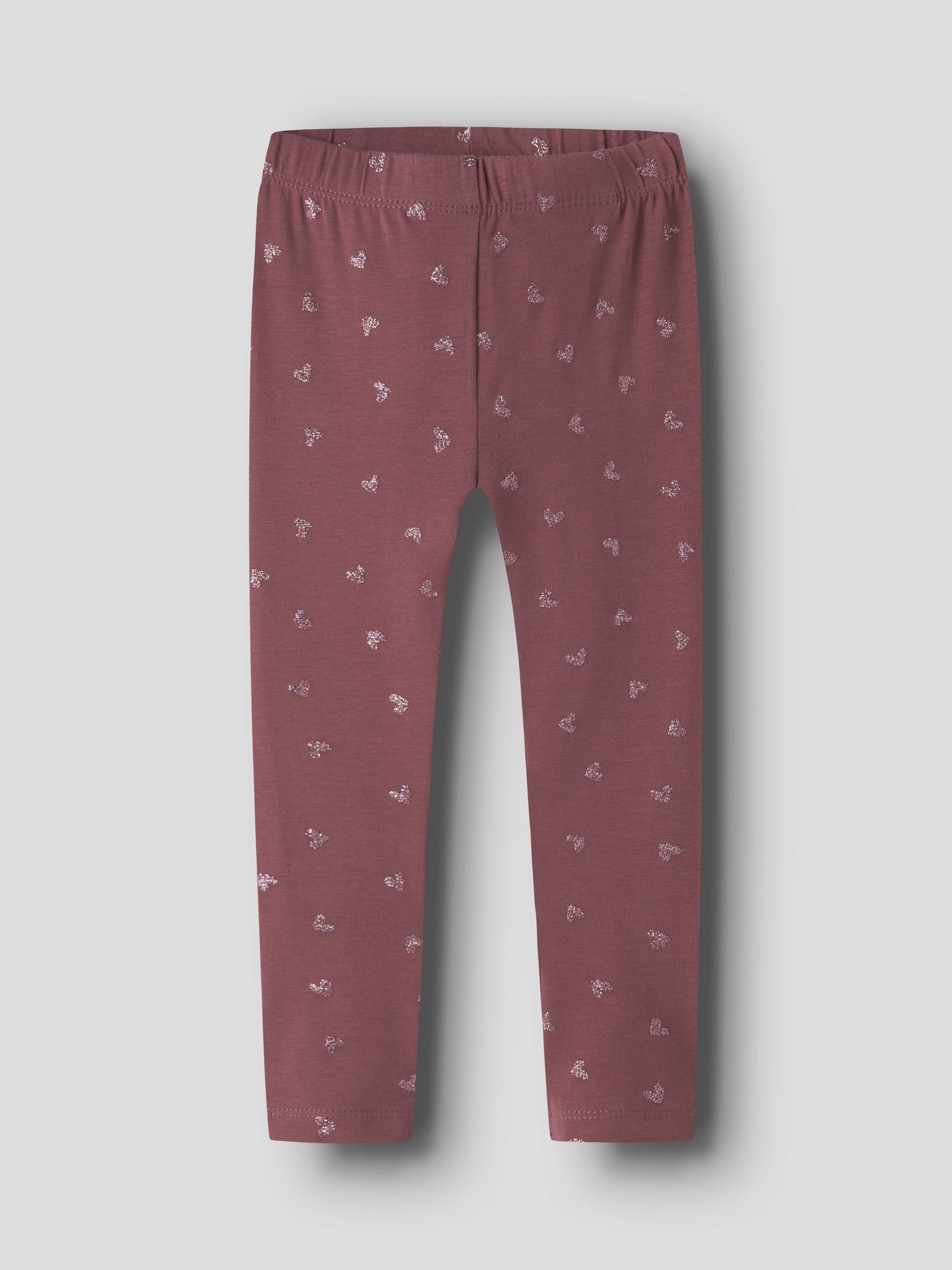 NAME IT Vivian GLITTER Leggings in Wild Ginger Pink Glitter Hearts angled view