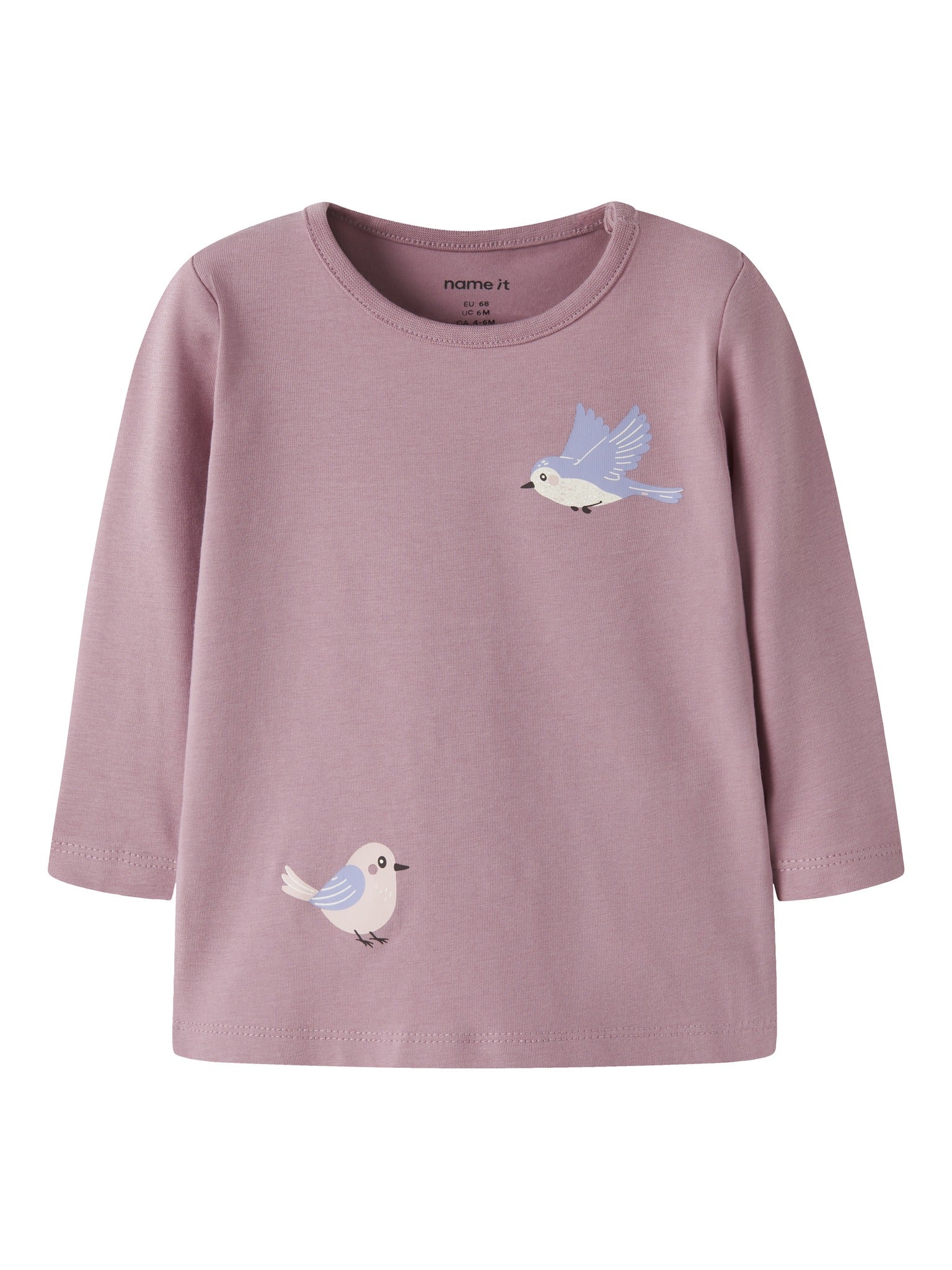 NAME IT Vubie Long Sleeve Top in Lilas Birds front view
