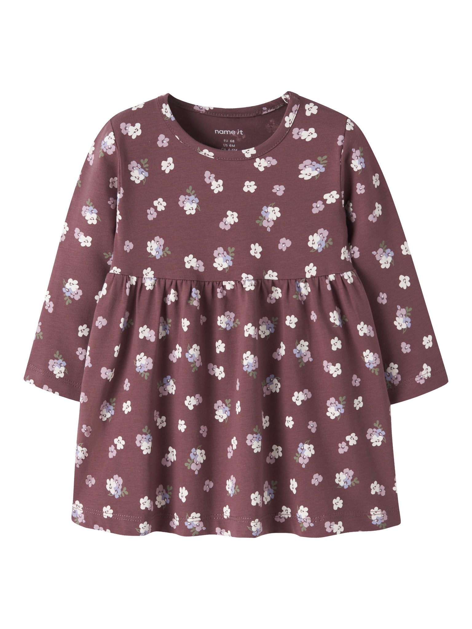 NAME IT Vandora Long Sleeve Dress in Wild Ginger Floral front view