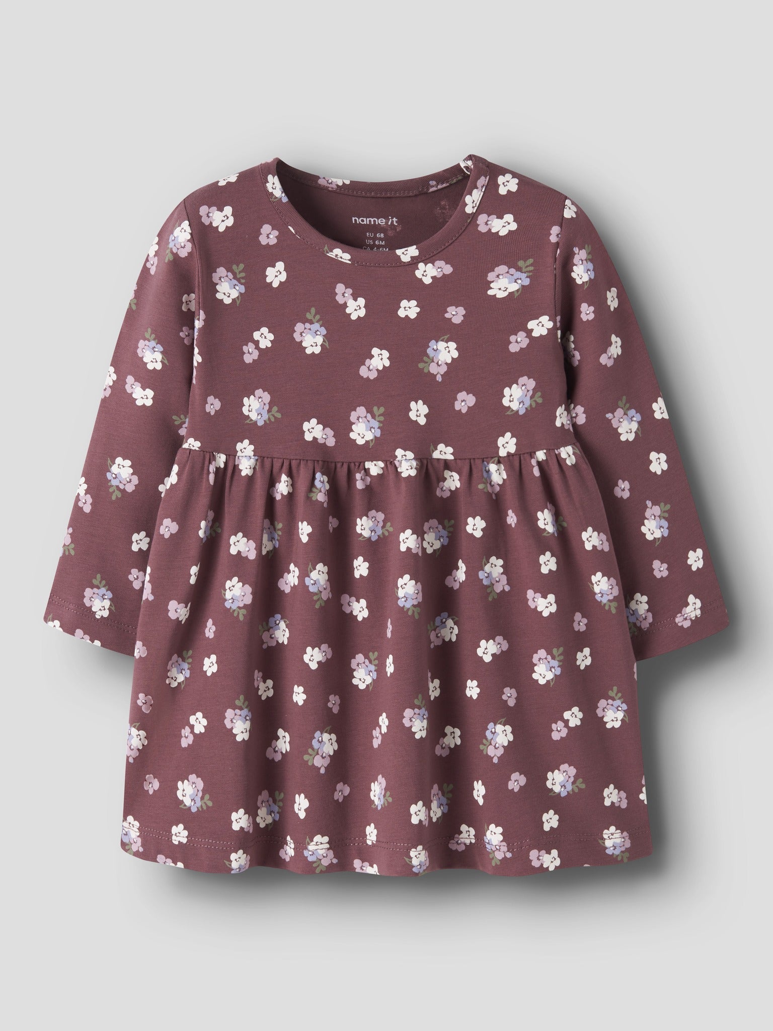NAME IT Vandora Long Sleeve Dress in Wild Ginger Floral angled view
