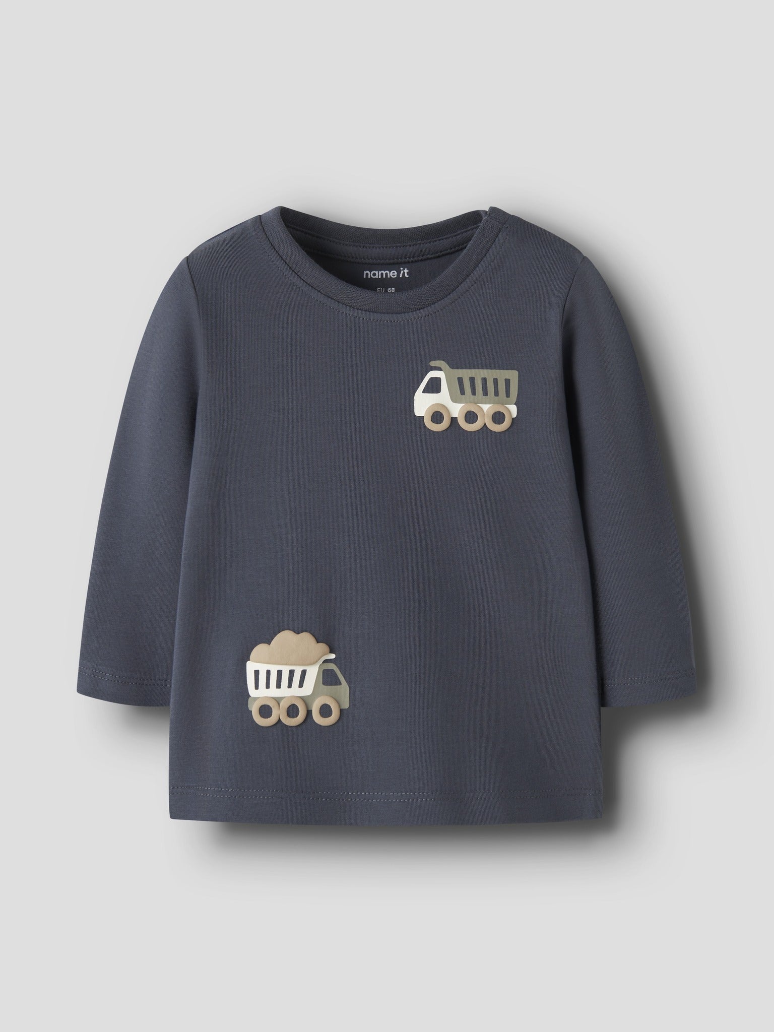 NAME IT Vacion Long Sleeve Top in Ombre Blue Trucks angled view