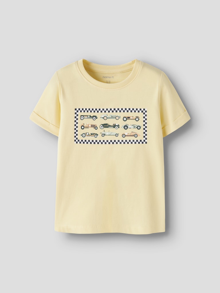 NAME IT Vux Short Sleeve Printed Tee Bright White Giraffe full front view