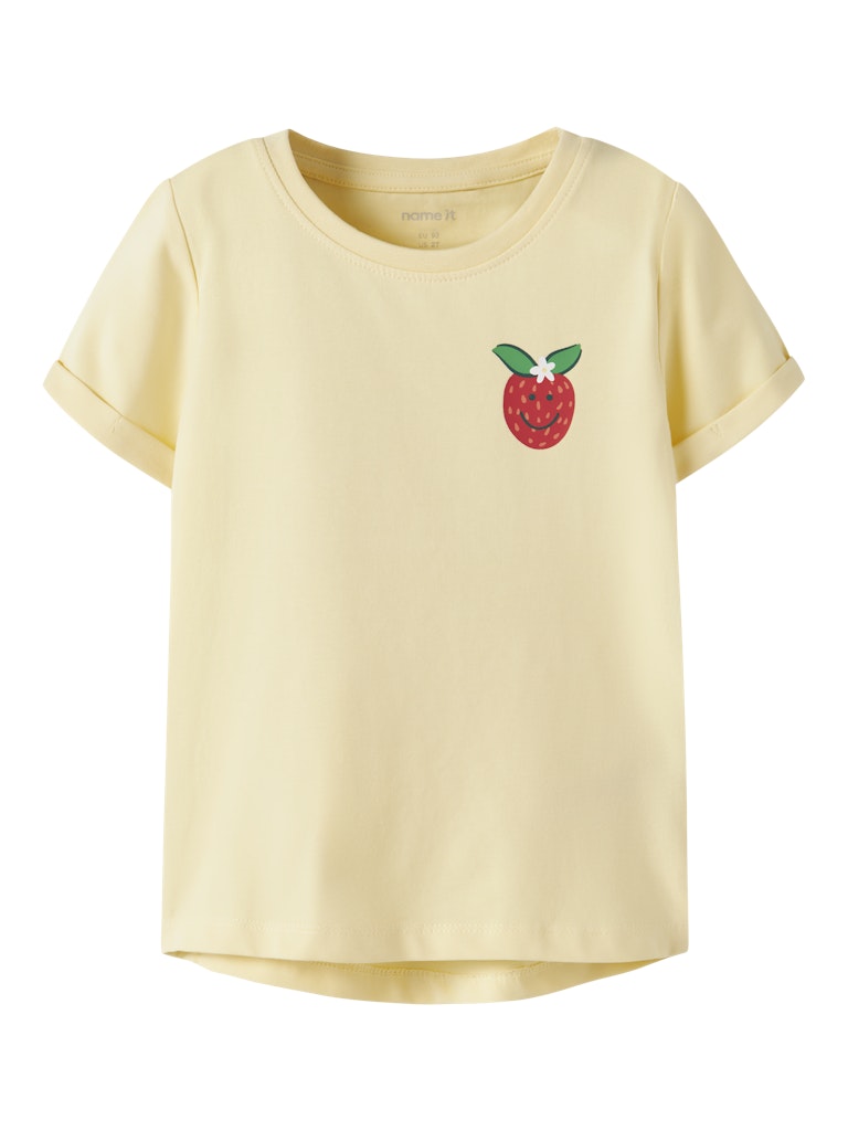 NAME IT Vix Short Sleeve Printed Top Bright White Flamingo Love detail view