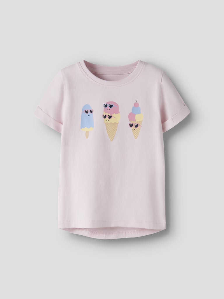 NAME IT Vix Short Sleeve Printed Top Bright White Flamingo Love alternate view