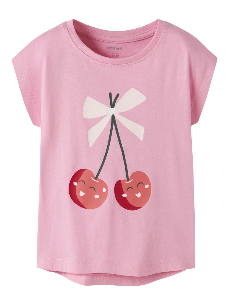 NAME IT Vigea Capsl Top Pink Drink Happy Cherries model front view