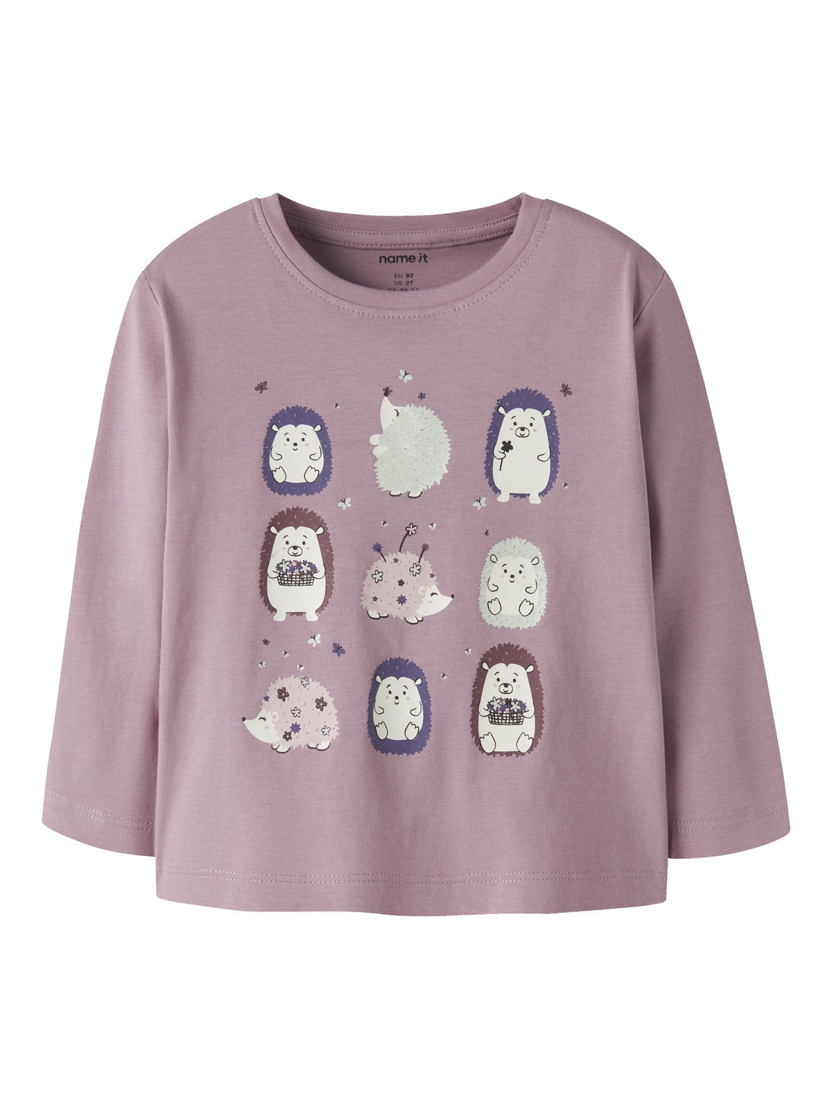 NAME IT Veen Long Sleeve Top in Lilas Hedgehogs front view