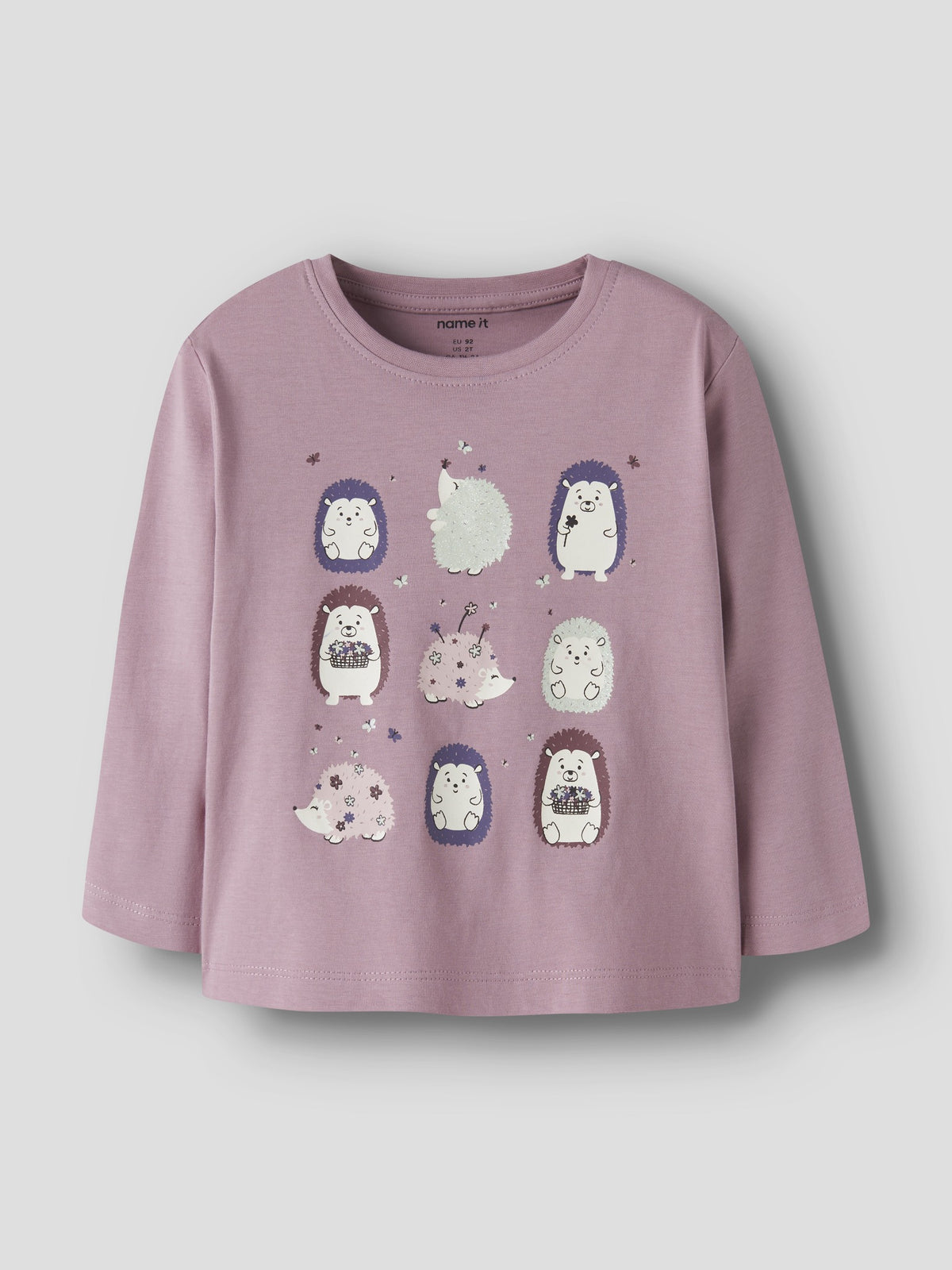 NAME IT Veen Long Sleeve Top in Lilas Hedgehogs angled view