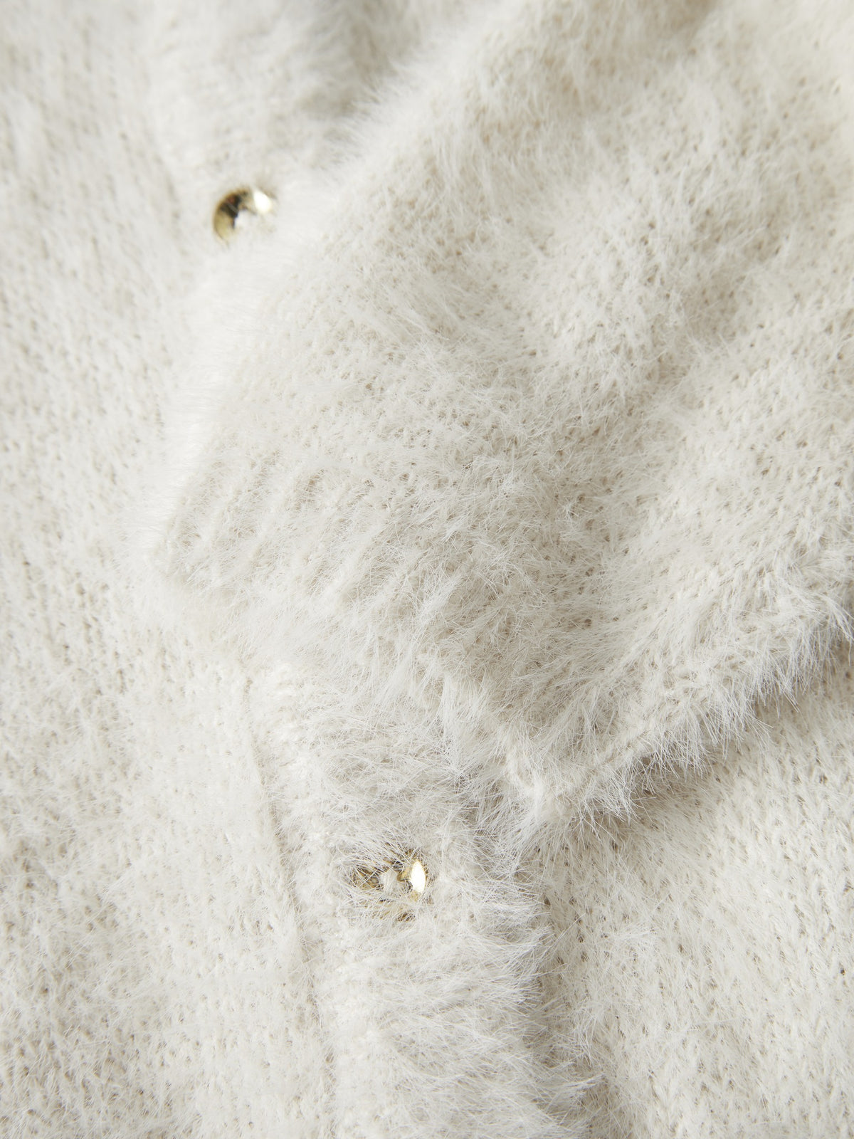 NAME IT Revera Girls' Cardigan in Birch fluffy knit and button detail