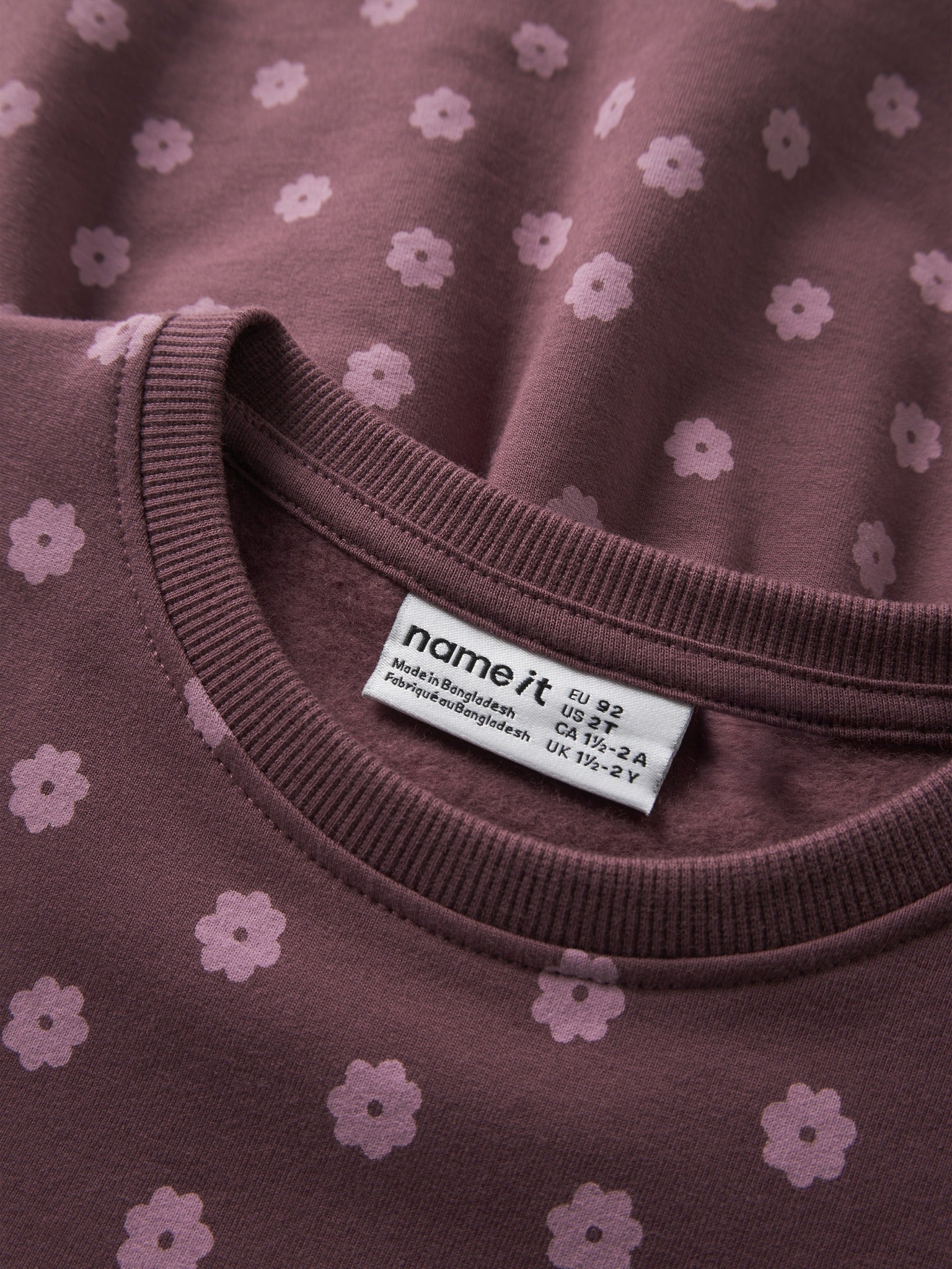 NAME IT Davina Long Sleeve Sweatshirt DRESS in Wild Ginger W. LILAS FLOWER collar detail