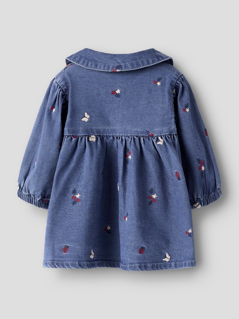 NAME IT Alva Denim Embroidered Dress 5321 - yb in Medium Blue Denim back view