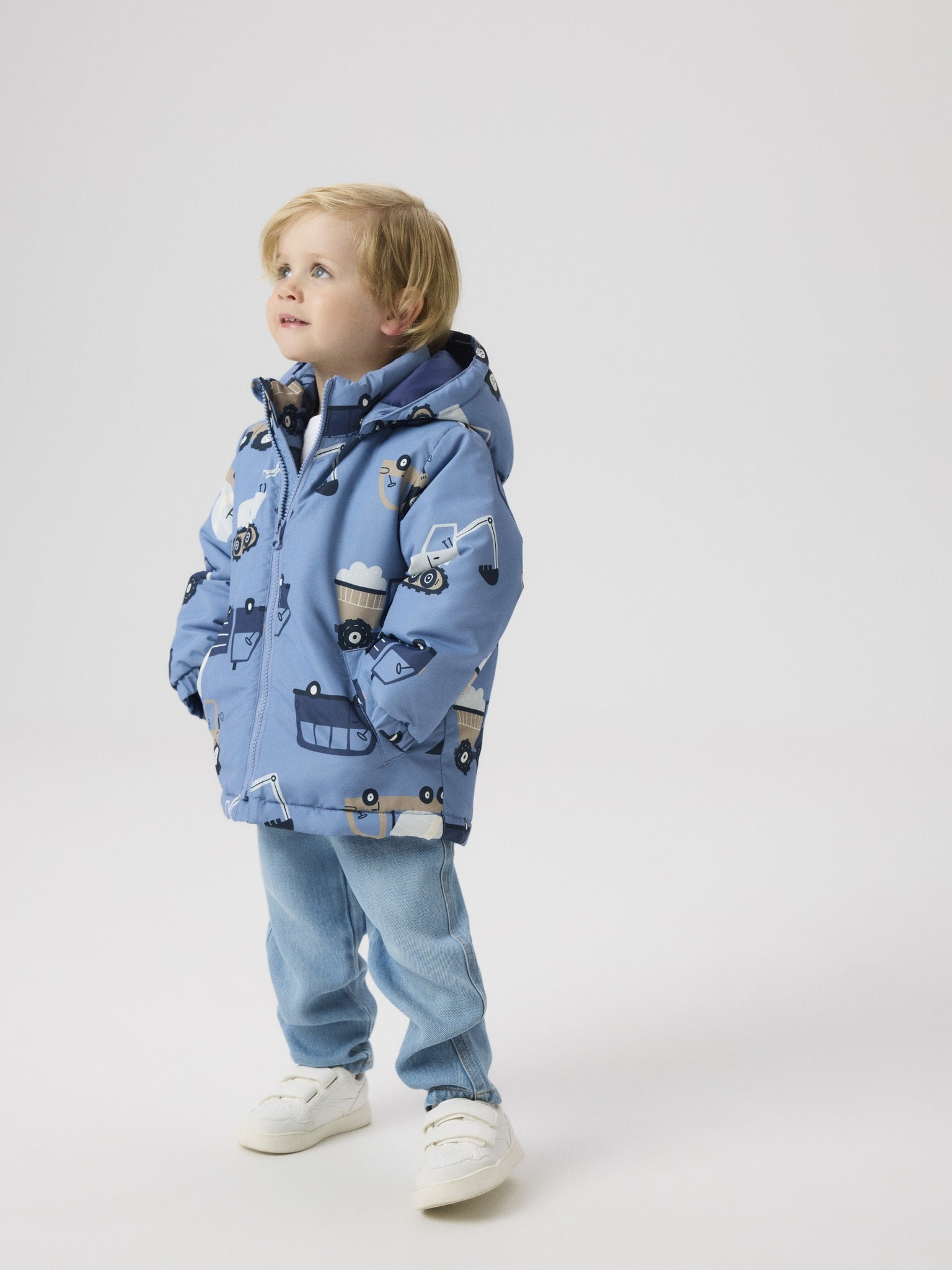 NAME IT Max Padded All Over Print Jacket in Country Blue all-over print