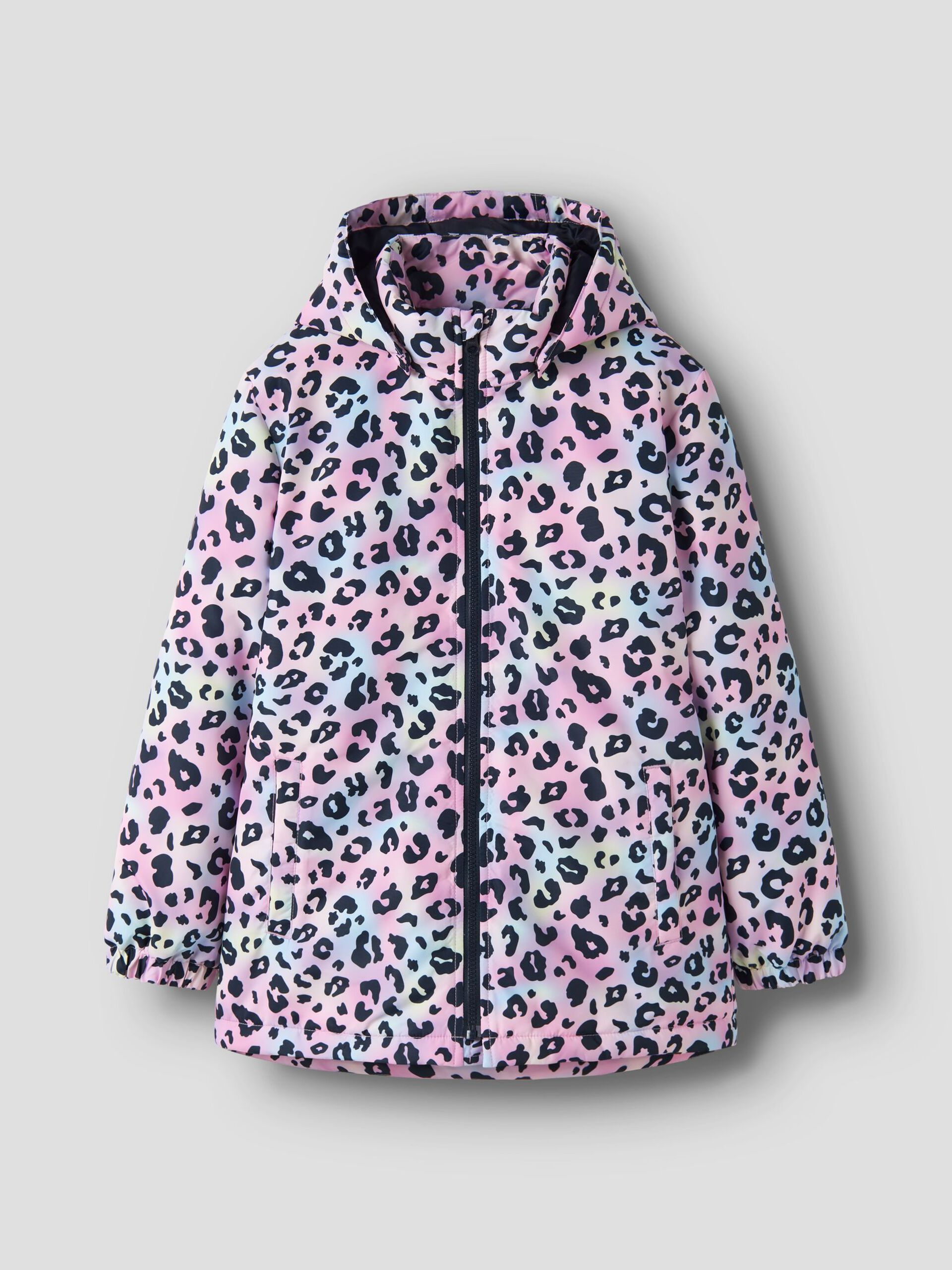 NAME IT Kid Girls' Maxi Floral Padded Jacket-Phalaenopsis-Ghost Front View