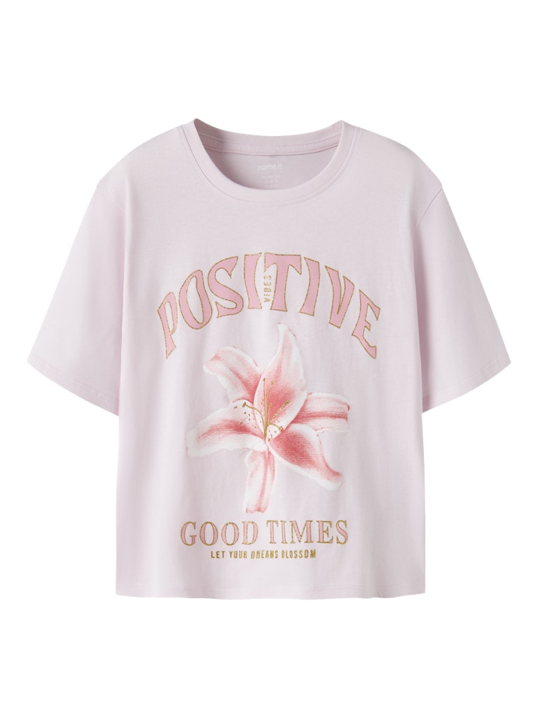NAME IT Hadia Short Sleeve Tee Cradle Pink model front view
