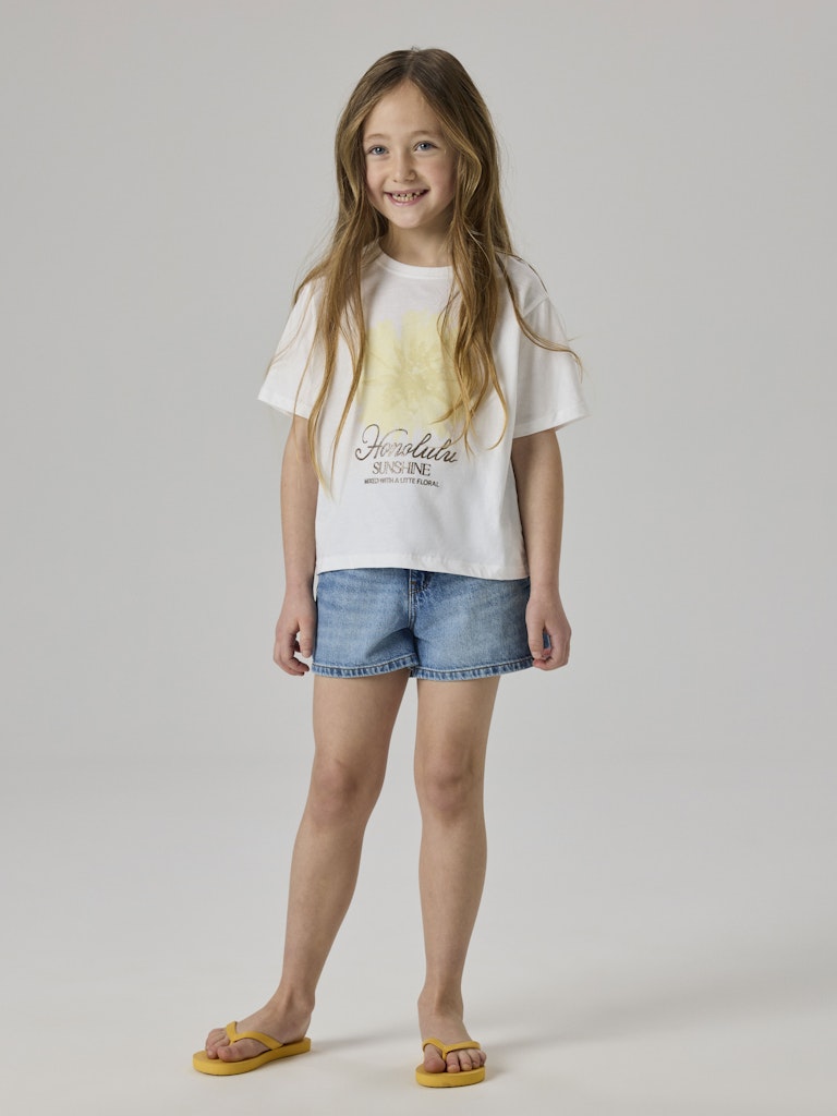 NAME IT Hadia Short Sleeve Tee Bright White front view
