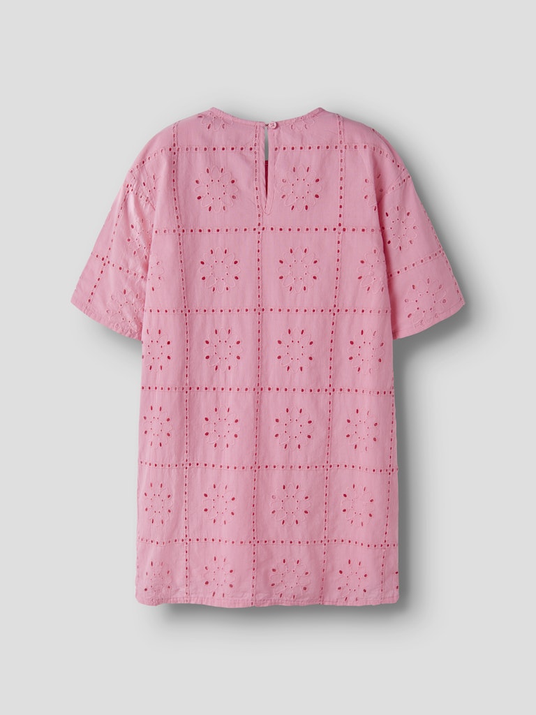 NAME IT Hiba Short Sleeve Pink Dress Pink Drink back view