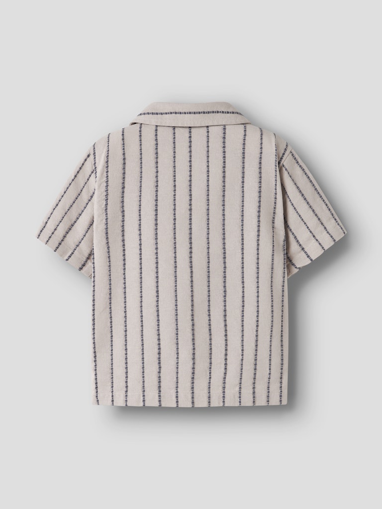 NAME IT Jax Short Sleeve Grey Shirt Chateau Gray STRIPE back view