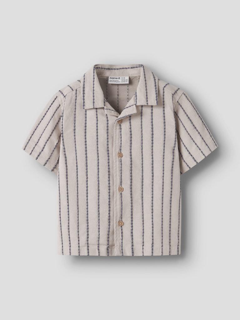 NAME IT Jax Short Sleeve Grey Shirt Chateau Gray STRIPE side view