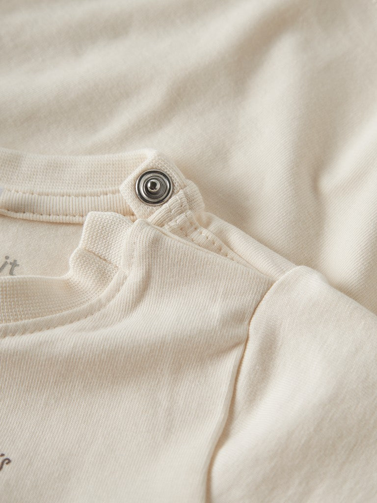 NAME IT Laurids Long Sleeve Top in Antique White snap button detail