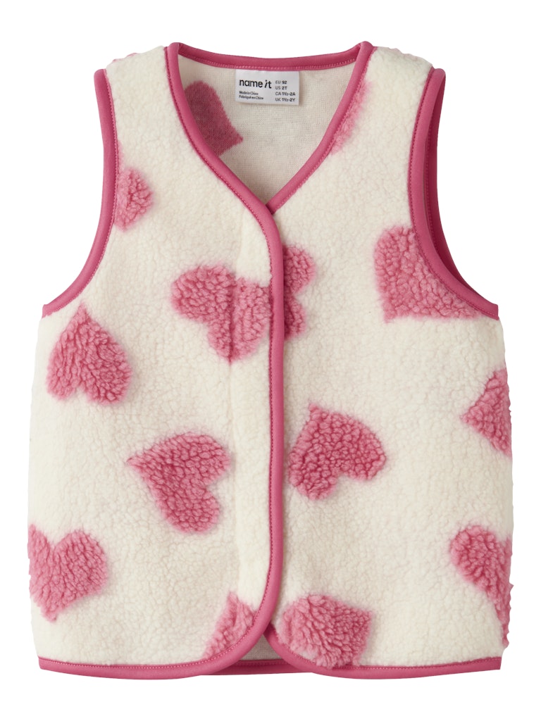 NAME IT Lara Teddy Vest in Antique White front view