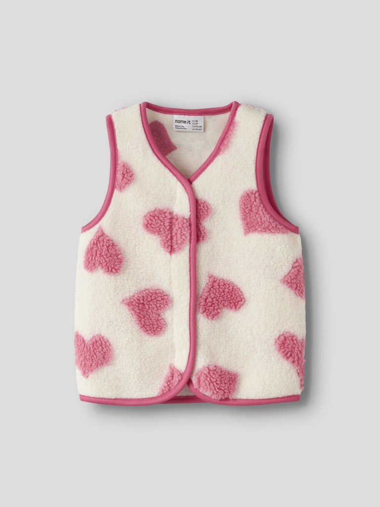 NAME IT Lara Teddy Vest in Antique White angled view
