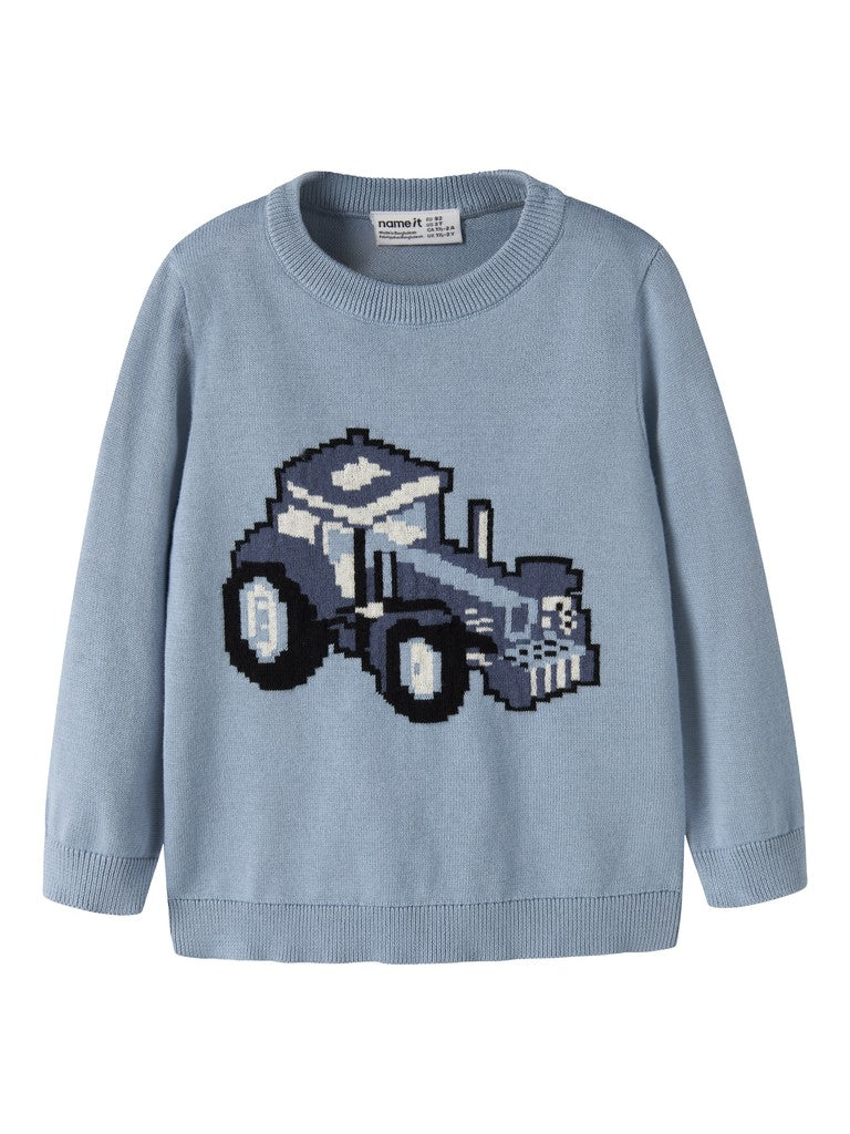 NAME IT Levon Long Sleeve Knit in Ashley Blue front view