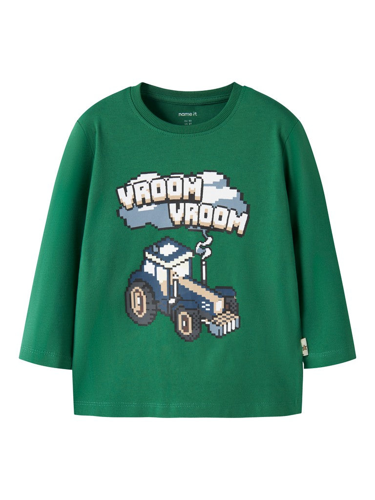 NAME IT Lawrence Long Sleeve Top in Verdant Green front view