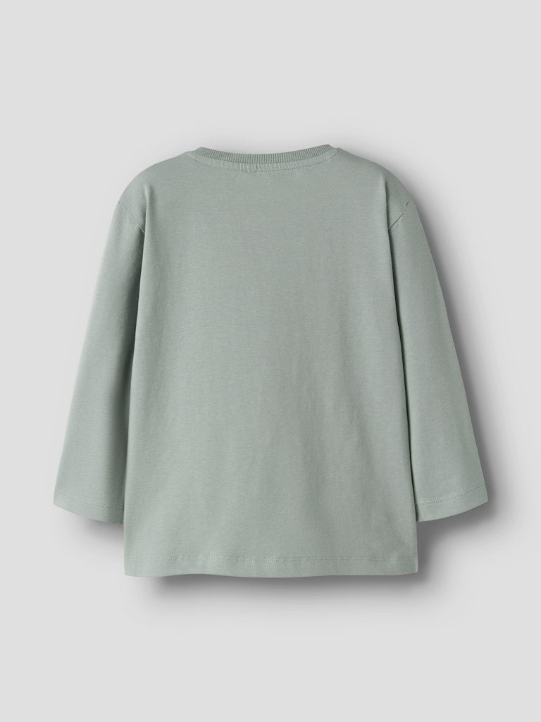 NAME IT Lawrence Long Sleeve Top in Green Milieu back view