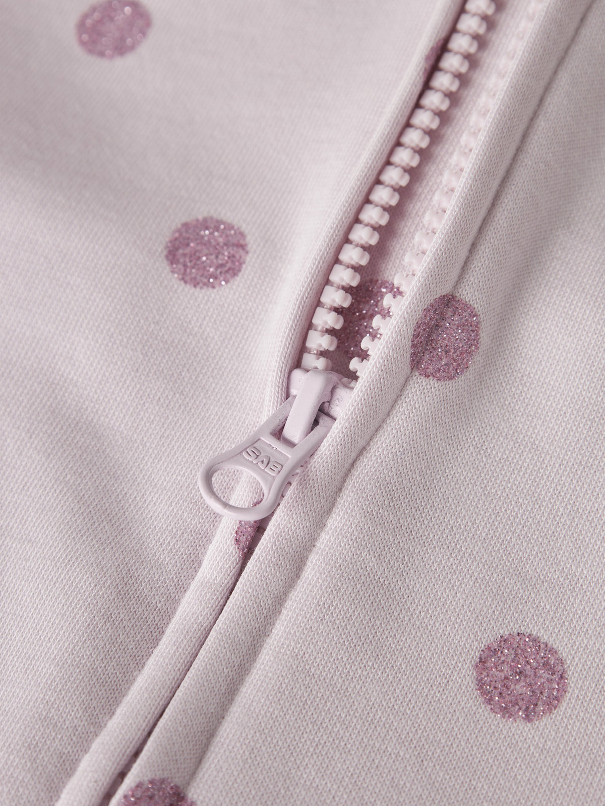 NAME IT Ovidia Long Sleeve Sweatshirt Cardigan in Light Lilac zip and glitter polka dot detail