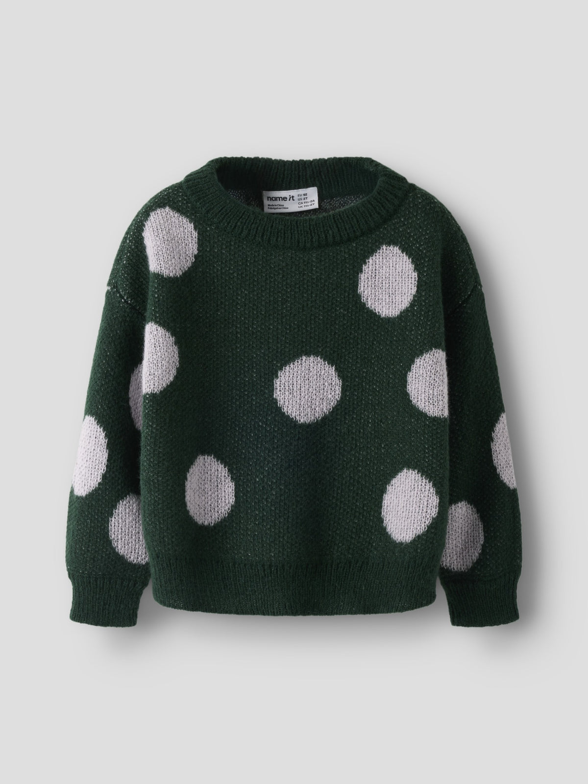NAME IT Olisa Long Sleeve Knit BF in Pine Grove front view