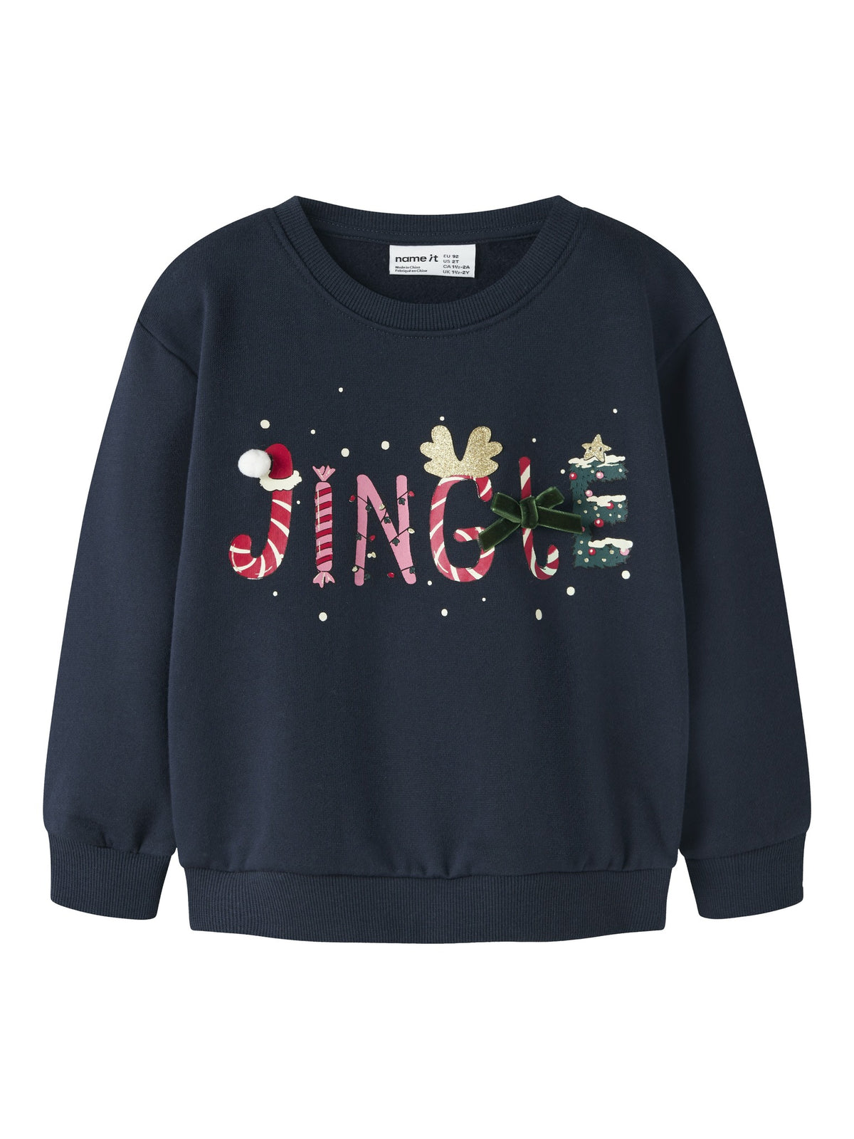 NAME IT Polmax Long Sleeve Sweatshirt in Navy Blazer front view